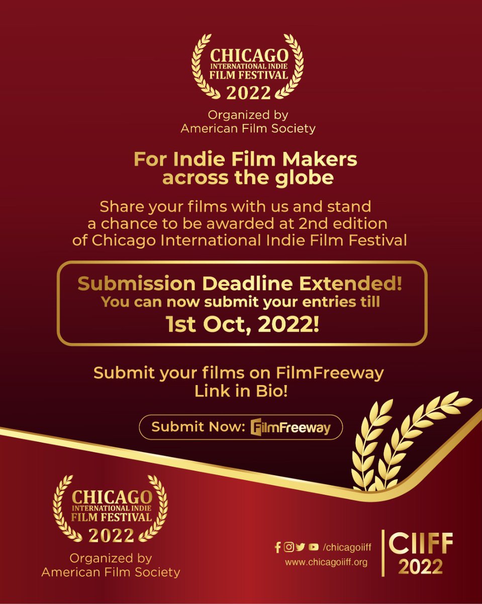 ChicagoIIFF's tweet photo. Submission deadline extended! 

Submit your entries now using the link: https://t.co/d8WkuvSUpF https://t.co/WlM2oW9c5f