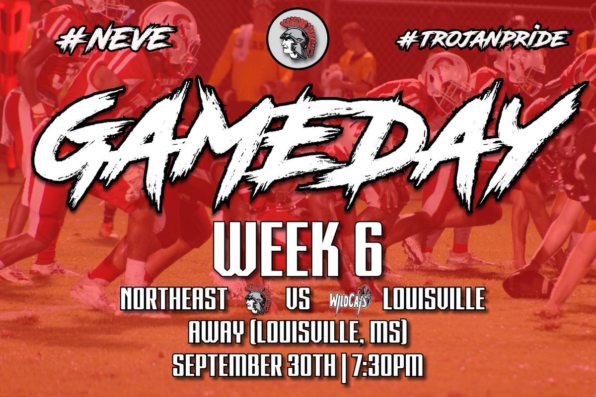 First division game! Can’t wait to see our fans LOUD, PROUD &amp; wearing RED tonight as we hit the road to play AT Louisville High School! 

🆚: Louisville High School
🗓: Friday, September 30th
📍: AWAY @ Louisville
⏰: 7:30pm

#TrojanPride #NEvE 🔴⚪️