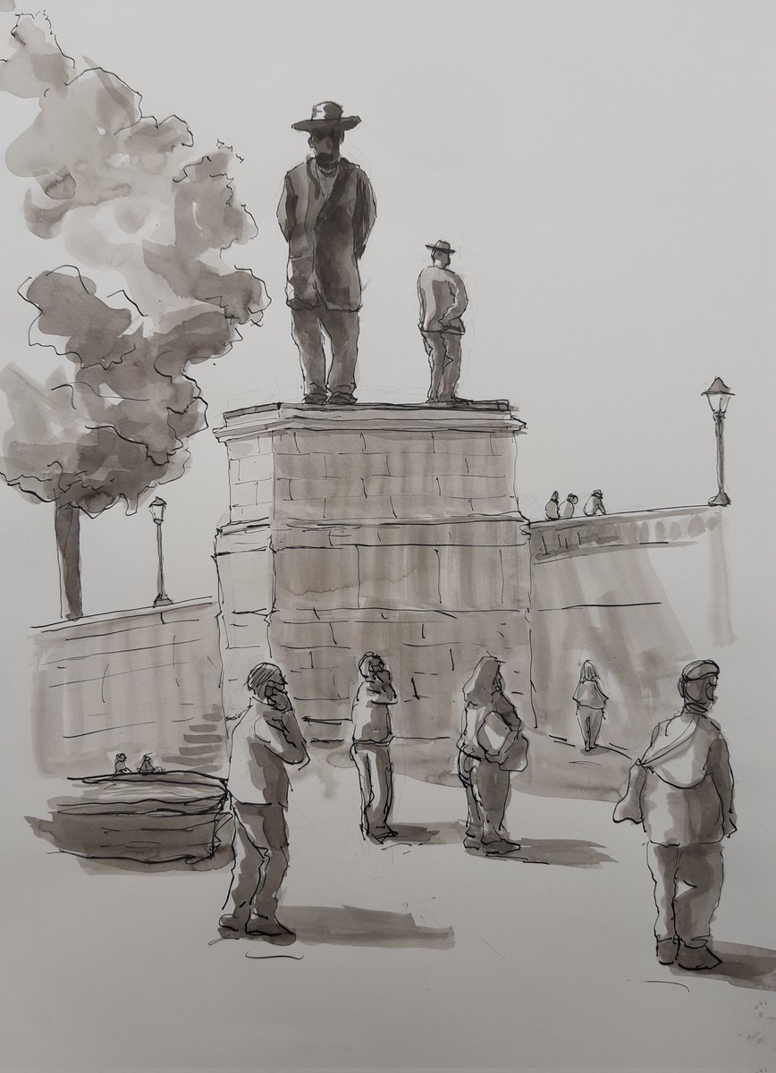 There's a new, and rather splendid statue on the 4th plinth in Trafalgar Square. Here it is, drawn yesterday in autumn sunshine.
#TrafalgarSquare #fourthplinth #4thplinth #Antelope #samsonkambalu #kambalu #johnchilembwe #publicsculpture #urbansketcherslondon #usk