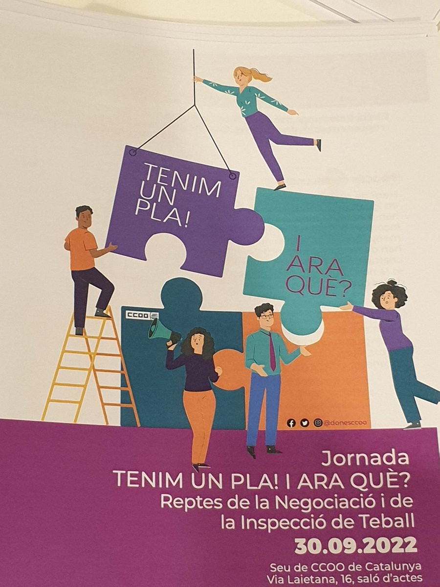 ✊⚖️ Acaba la jornada "Reptes de la negociació i la inspecció de treball" organitzada per <a href="/DonesCCOOCat/">Dones CCOO</a>
 al voltant dels plans d'igualtat a les empreses. Perquè encara queda molt per fer! On hem tingut una bona representació de <a href="/ccoogirona/">ccoogirona</a> 
#CCOOFeminista