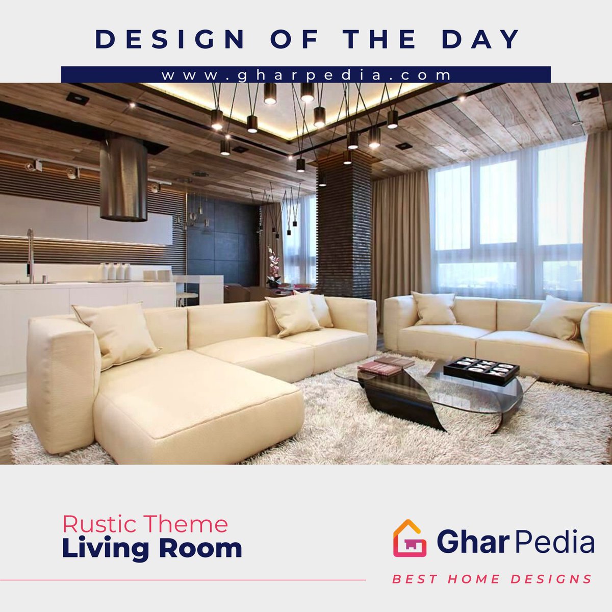 Gharpedia's tweet photo. An inviting Rustic Living Room with a Modern Left Arm Sectional Chaise π Sofa Set and plenty of Hanging Lights. π
.
Designer - Wily Space, Mumbai
Reach out - https://t.co/EJkNoEjTjK
.
#BestHomeDesigns #gharpedia #livingroom #livingroominspiration #livingroomdesign https://t.co/EarYNwgyPL