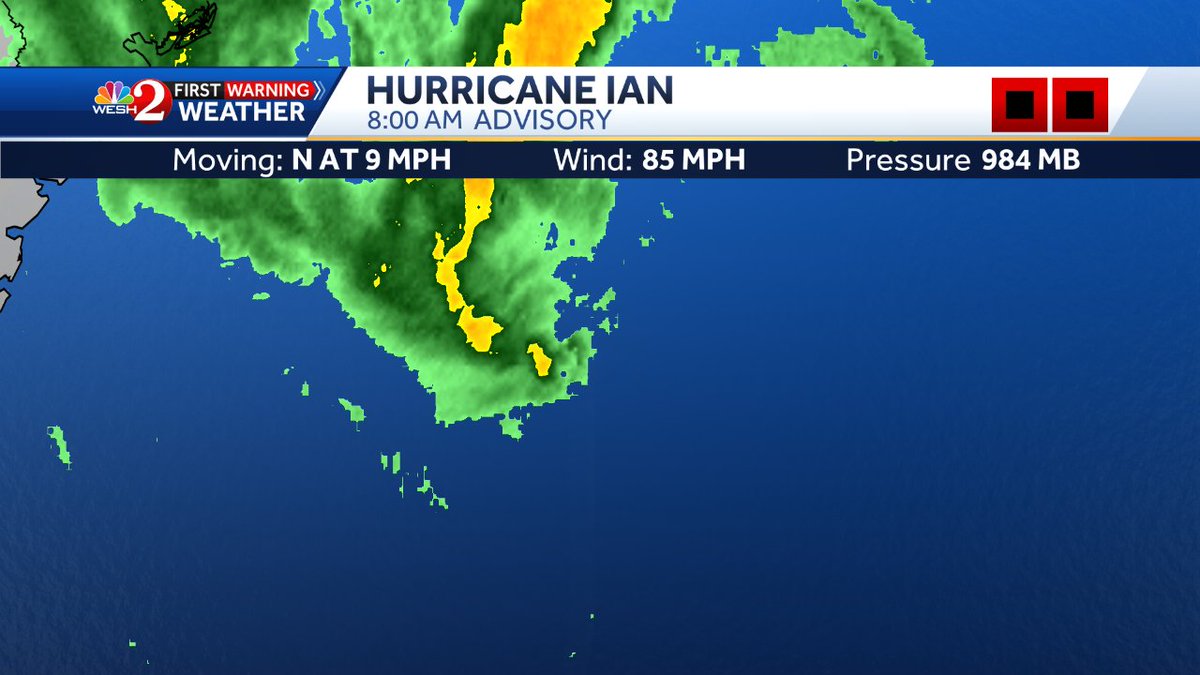 EricBurrisWX's tweet photo. 8am #Ian intermediate advisory has been issued;  Here's the latest on the storm... https://t.co/dDJU3RPHo6