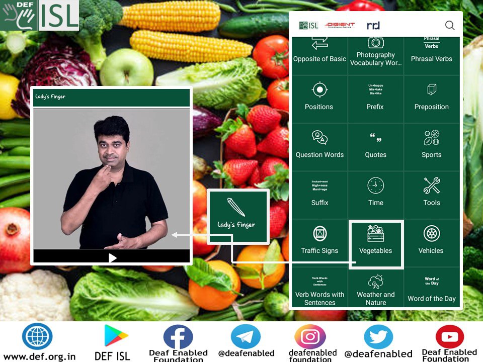 deafenabled's tweet image. Under the nutritious value of vegetables in Indian Sign Language. Download now! #DeafEnabledFoundation #IndianSignLanguage #DEFISL #vegetables