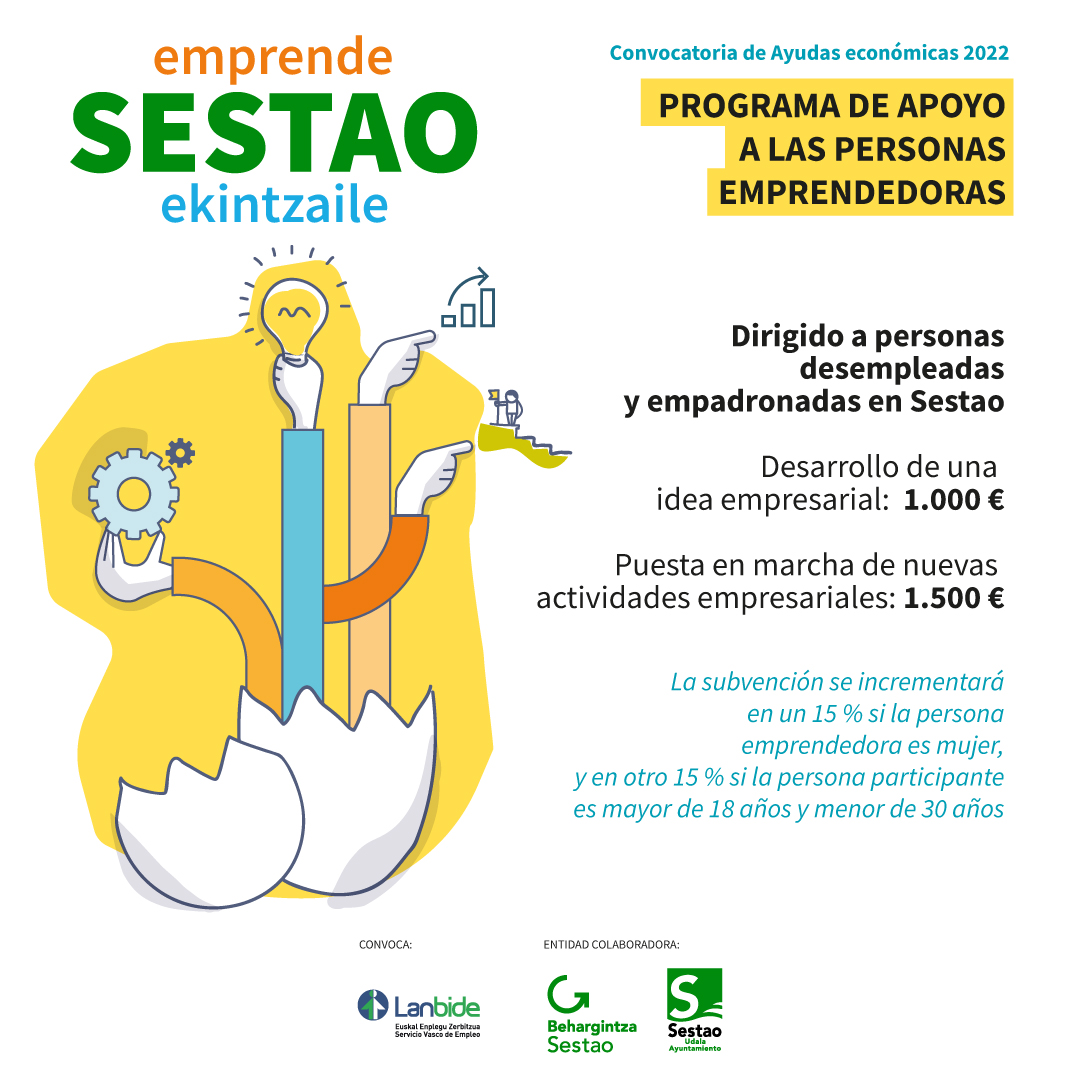 BehargintzaS's tweet photo. Convocatoria 2022 de ayudas de apoyo a las personas emprendedoras:
Ayudas al desarrollo de una idea empresarial 💭 💡
#Sestao @SestaokoUdala 

ℹ️  Para más información contacta con el Centro Behargintza del Ayuntamiento de Sestao 📞 📧 https://t.co/KKf92qFoFz
