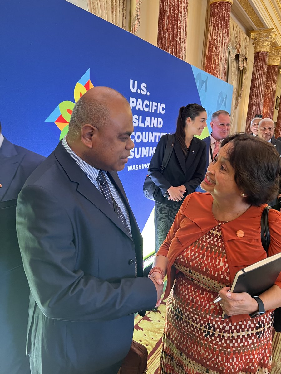 odo_tevi's tweet photo. A privilege to represent Vanuatu at the #USPacificSummit in Washington DC over the last few days. We highlighted the challenges of climate change as well as the #ICJAO4Climate campaign, receiving a promise to continue dialogue on this @PSIDSnyc @ForumSEC @pisfcc @WY4CJ @VanuatuUN https://t.co/dgDCIJkNT8