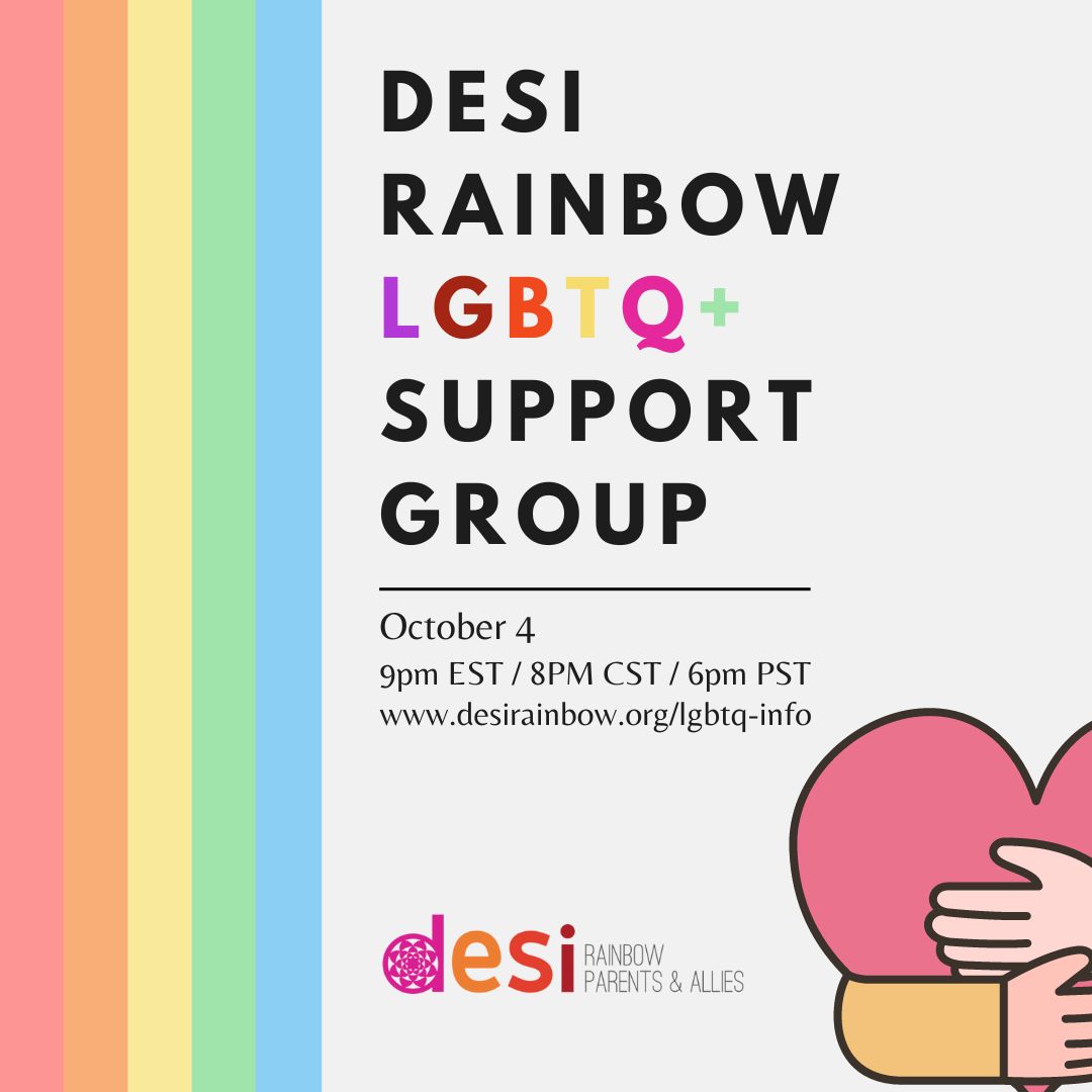 desirainbow1's tweet photo. Join a monthly 90-minute peer-to-peer support and discussion group for LGBTQ+ Desi's on October 4. Register: https://t.co/923RwTtbCI.
#peersupport #supportgroup #community #virtualsupportgroup #desirainbow #lgbtqia #trans #nonbinary #queer #southasian #acceptance https://t.co/r8HAbiZURQ