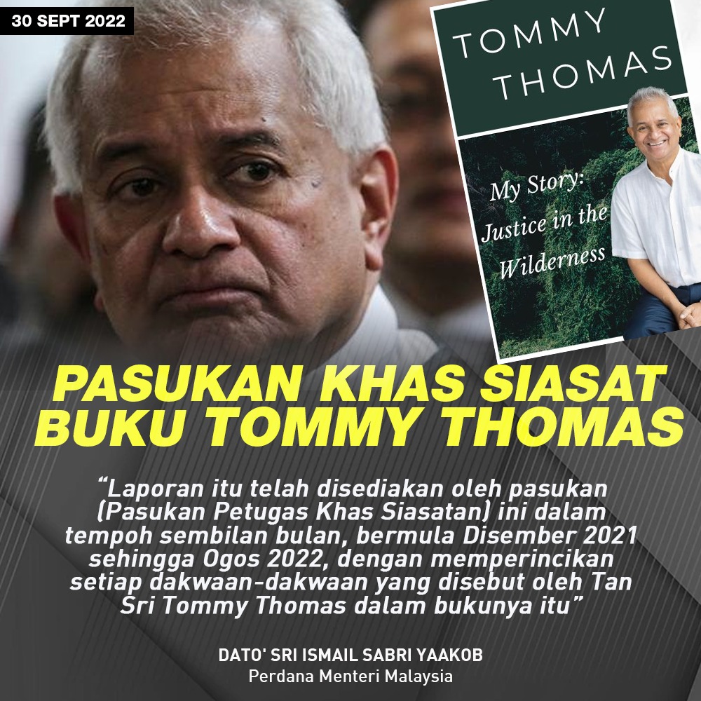 FitriAmer1's tweet photo. Tommy Thomas akan didakwa. 

Berdasarkan siasatan yg telah dibuat,  telah mengkategorikan 19 isu-isu penting yang dikesan dlm Buku tersebut kepada empat (4) isu utama.

Petugas Khas telah mengemukakan beberapa syor utk pertimbangan Kerajaan bgi tujuan tindakan susulan. https://t.co/tEbc2rai4l