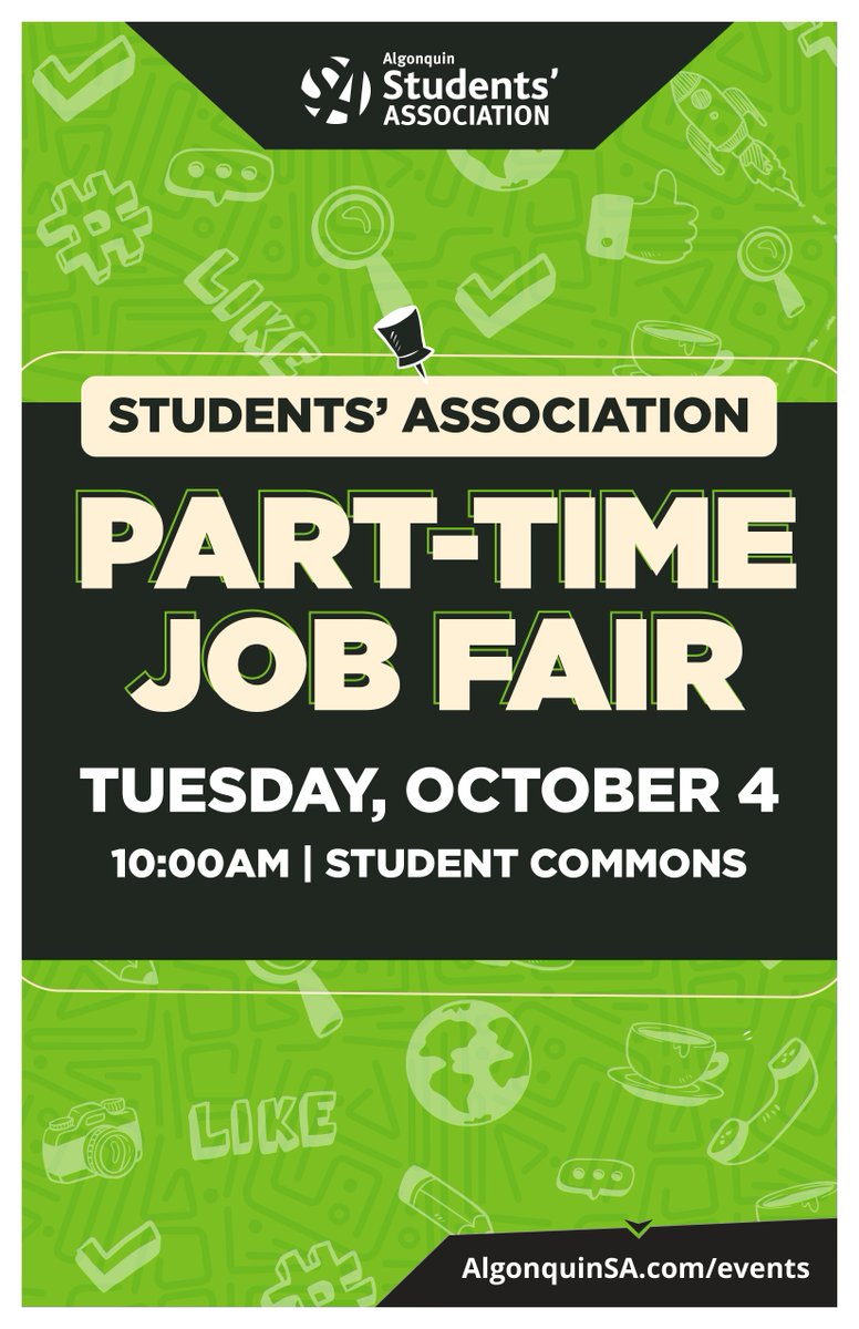 Need some extra cash for the upcoming holiday season? #AlgonquinCollege is hosting a part-time job fair this Tuesday October 4th from 10am-2pm in Student Commons E building! Make sure to bring copies of your resume and chat to everyone!