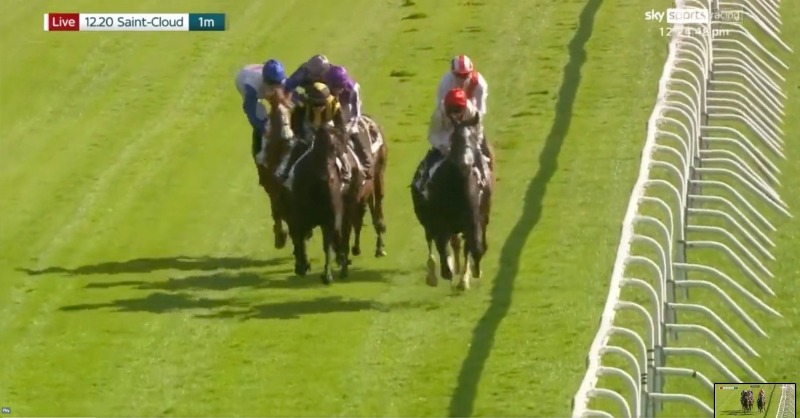 RacingPost's tweet photo. Controversy in France! 😱

Christophe Soumillon appeared to elbow fellow jockey Rossa Ryan mid-race at Saint-Cloud, which resulted in Ryan being unseated from his mount