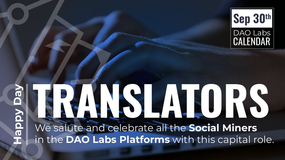 TheDAOLabs's tweet photo. We thank and celebrate our #DAOVERSE Translators in their day.
They raise #awareness about local identities and languages, helping each #Society to develop and understand itself and the whole #Humanity.
@TheDAOLabs #Jobs $Labor https://t.co/DhKFrcxxxz