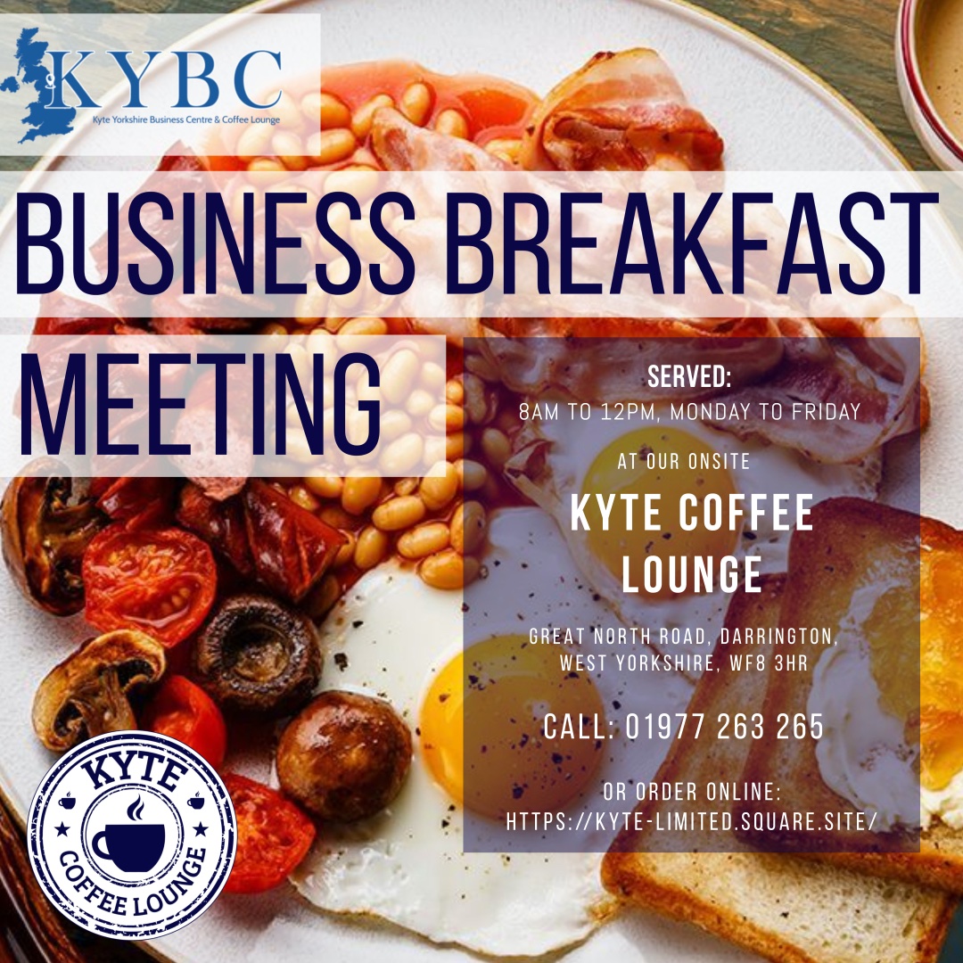 KybcBusiness's tweet photo. Breakfast &amp; Business Meetings are the real power hour for success!!
Not only is it the most important meal of the day, it’s also when you are most productive!.
Catered by our onsite @kytecoffee
Book your business breakfast meeting today by calling: 01977 263 265. https://t.co/cPReinqHMq