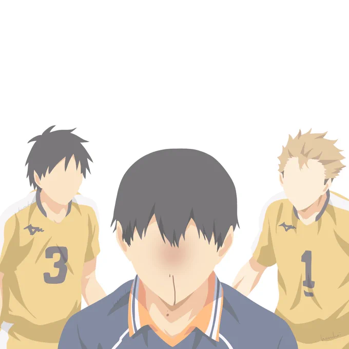 今のブロック…顔面だったぞ。 #イラスト #ハイキュー #影山飛雄 #照島遊児 #二岐丈晴 
