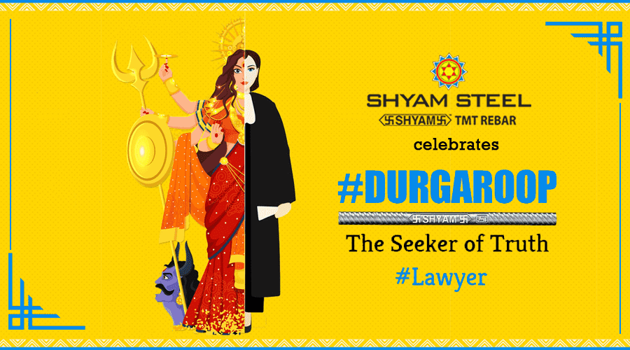 shyamsteel's tweet photo. Maa Durga represents distinct attributes &amp; embodies different identities in each form she manifests. Similarly, a woman also plays a variety of roles. As a #lawyer, she fights for the truth and wins over evil. 

#DurgaRoop #WomenPower #ShyamSteel #flexiSTRONG #TMTBar https://t.co/aV3dK33rZj