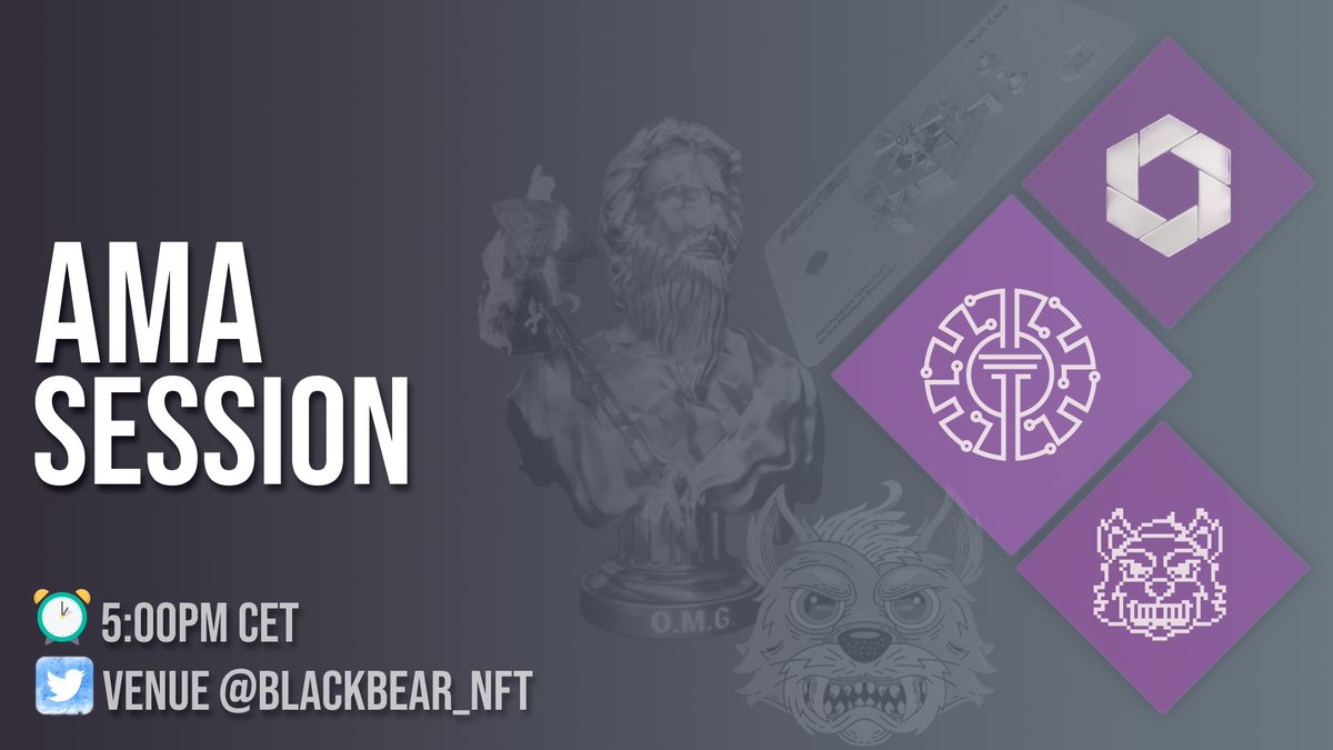 𝗨𝗽𝗰𝗼𝗺𝗶𝗻𝗴 𝗧𝘄𝗶𝘁𝘁𝗲𝗿 𝗦𝗽𝗮𝗰𝗲🎙️

🔊@Blackbear_nft

🧜‍♂️𝗧𝗶𝗺𝗲: 5:00pm CET 🇪🇺
🧜‍♂️𝗗𝗮𝘁𝗲: Saturday 1st October
🧜‍♂️𝗚𝘂𝗲𝘀𝘁𝘀: @HEXGO_NFT, @FunkyWolves &amp; @OMGodsArt 🔱

#AMA #NFT #NFTCommunity #Ethereum #ETH