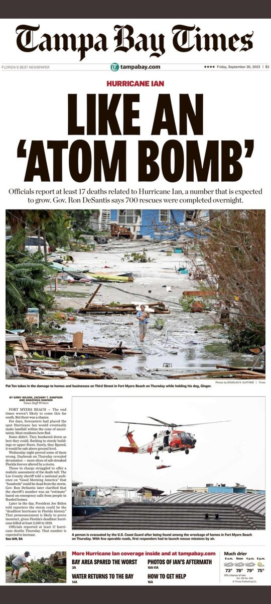 Thisisladycaca's tweet photo. Today's Tampa Bay Times is somber. https://t.co/OitQ8YjUVT