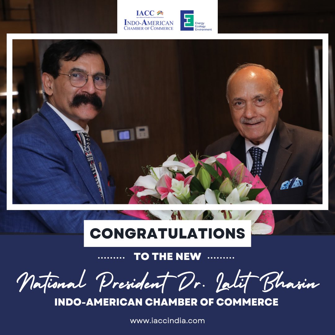 iaccindia's tweet photo. IACC feels honoured to announce the appointment of Dr. Lalit Bhasin as the new National President of the organisation and would like to thank Mr. Kapil Kaul for his exponential and constructive presidential role so far.

#IACC #IACCIndia #IndoUS #IndiaUSA #KapilKaul #LalitBhasin https://t.co/m0IeF1zrOR