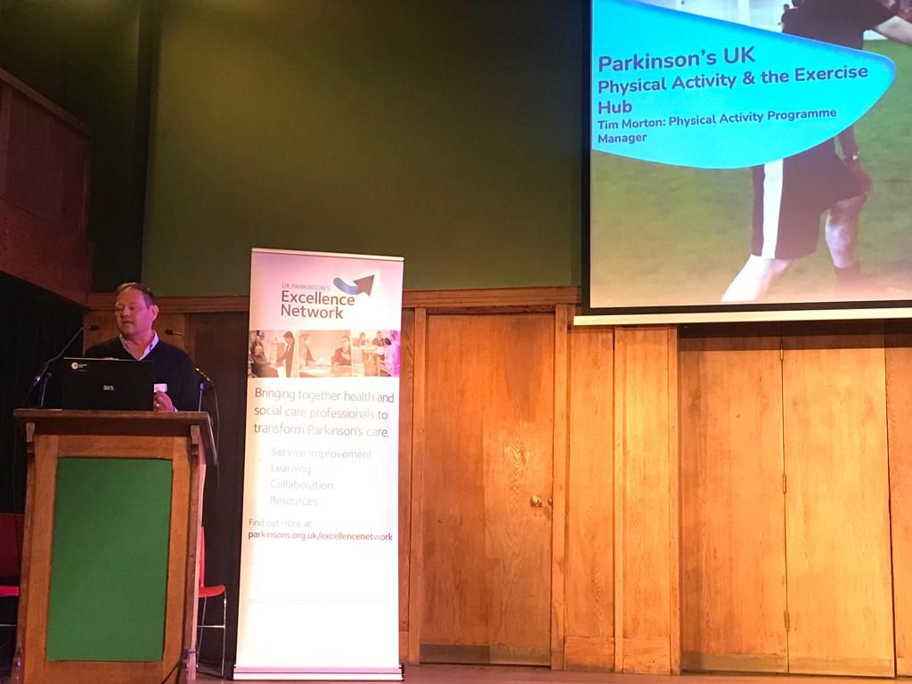 ParkinsonsEN's tweet photo. Tim Morton, Physical Activity Programme Manager at Parkinson's UK sharing his expertise at our #exercisehub study day https://t.co/NHhIWz14Kt