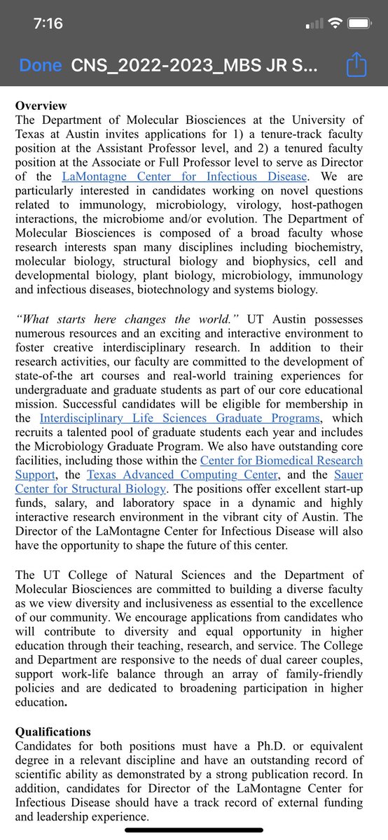 UT Austin is hiring a senior and junior faculty position, and we are especially interested in those working in the following areas: virology, immunology, microbiology, host-pathogen interactions, the microbiome and/or evolution. Please spread the word.