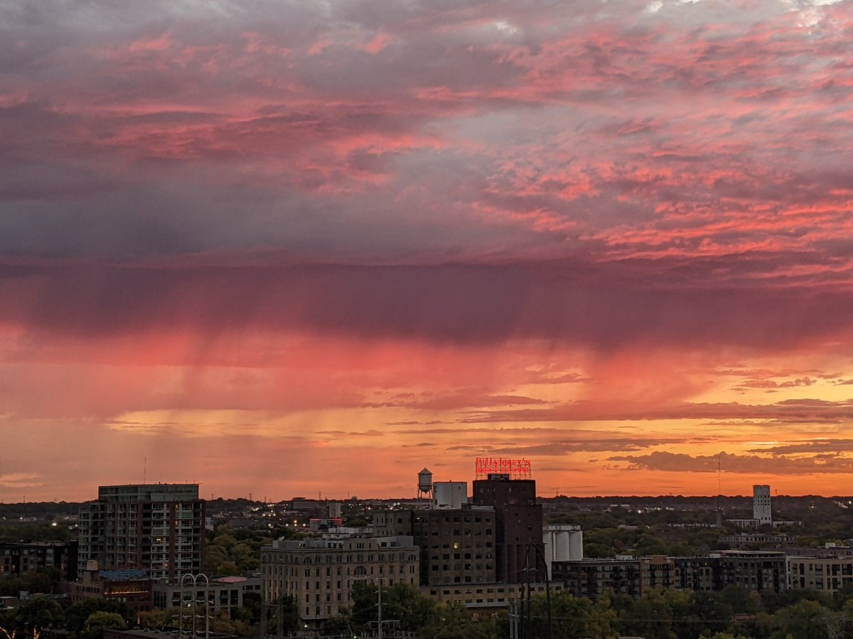 Rain or fog? Veil of colorful surprise Friday morning in Minneapolis.
