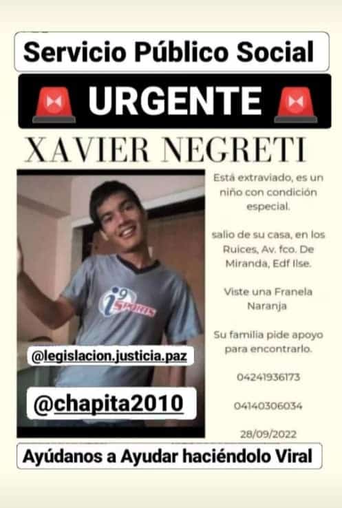 ImpactoVE's tweet photo. #ServicioPúblico

🚨 #DESAPARECIDO niño con condición especial en Los Ruices, Caracas.

Fue visto por última vez el 28/9/22 

Cualquier información llamar a los números que se encuentran en la imagen ⬇️ https://t.co/C6BACv47EO