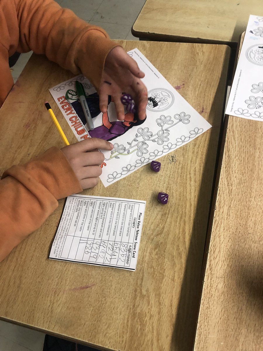 msclark_56's tweet photo. Friday in 5/6 has us playing place value Yahtzee and team building with a marble challenge @KnollwoodPark1 #tvdsb #fridaymathgames #fridaystem #grade5 #grade6 https://t.co/qnUTJ1E7vE