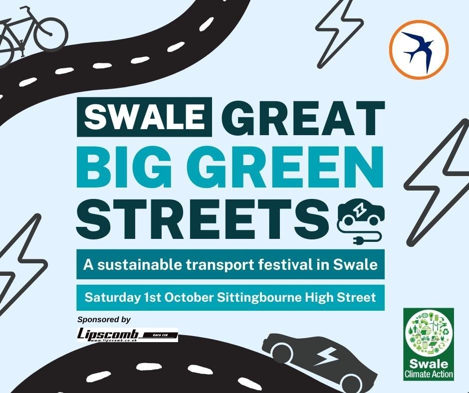 SwaleCouncil's tweet photo. Come along to our sustainable transport festival from 9am today in Sittingbourne High St to find out about sustainable transport options. 
The festival (sponsored by @LipscombCars) will have local bus companies, EV dealerships, the Energy Saving Trust and local cycling groups. https://t.co/WOCY17LOJd