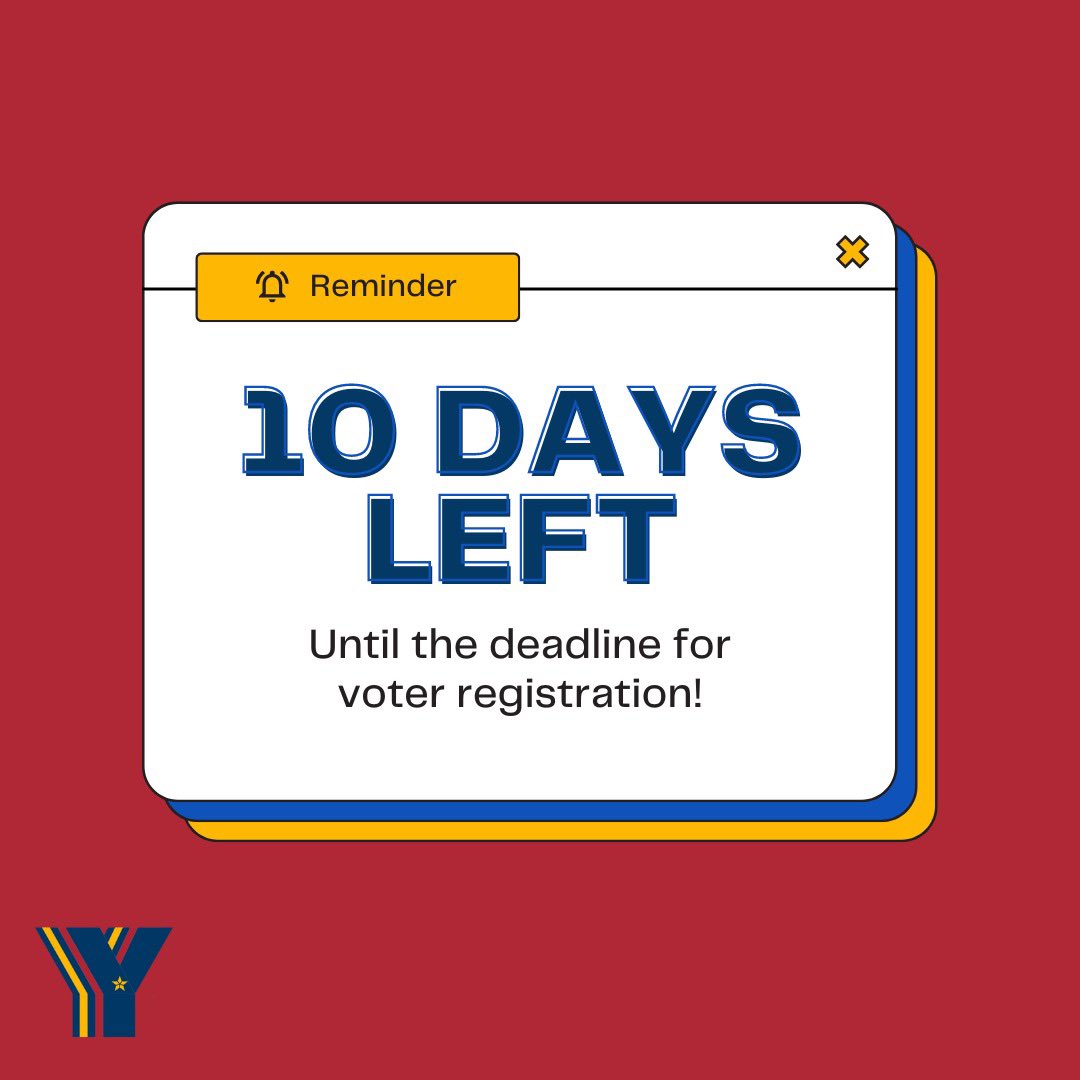 The deadline to register to vote is in 10 DAYS. Check out our voter guide video with information on how to register, ensure your registration, or update your information. Democracy depends on the will of it's people! #MS03