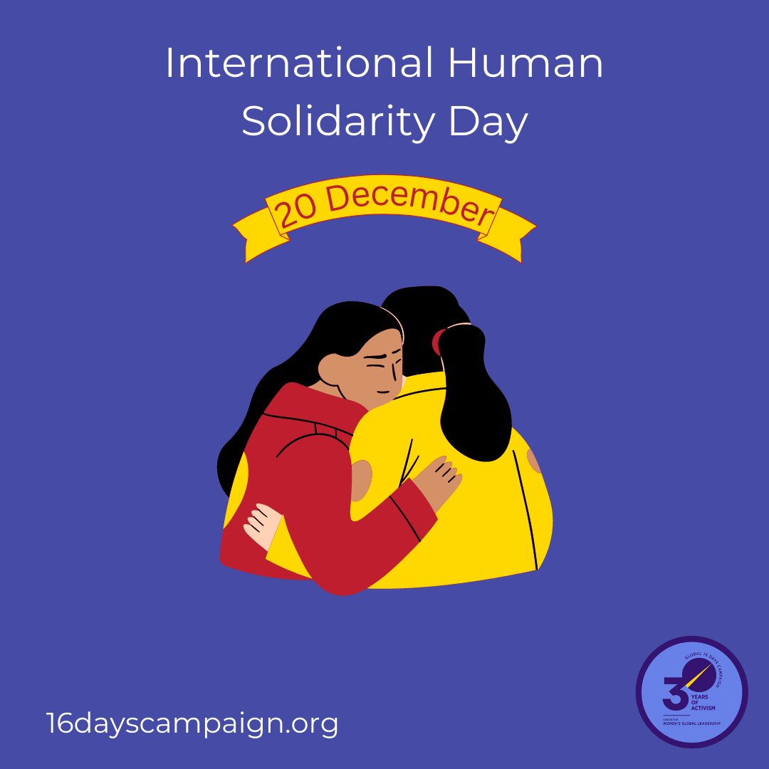 Global 16 Days Campaign (@16dayscampaign) on Twitter photo 💜 On this Int'l #HumanSolidarityDay, the Global <a href="/16DaysCampaign/">Global 16 Days Campaign</a> & <a href="/CWGL_Rutgers/">Center for Women's Global Leadership</a> family wants to thank you for #30YearsOfActivism to ensure that a world without violence is possible for all.
💛 Be sure to continue your advocacy from 16➡️365 days, and together, #LetsEndFemicide! 💜 On this Int'l #HumanSolidarityDay, the Global <a href="/16DaysCampaign/">Global 16 Days Campaign</a> & <a href="/CWGL_Rutgers/">Center for Women's Global Leadership</a> family wants to thank you for #30YearsOfActivism to ensure that a world without violence is possible for all.
💛 Be sure to continue your advocacy from 16➡️365 days, and together, #LetsEndFemicide!