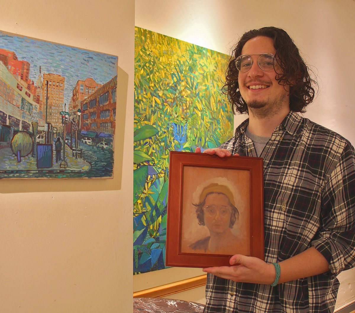 Artist Eric Wagner was in the cafe at Church Street this morning. He's getting his show up and ready to check out starting this weekend! 
More info:
oldcitycoffee.com/observation-im…