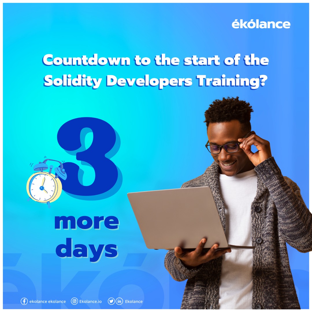 ekolance's tweet photo. Did you sign up for the Solidity Developers Training? You've got mail. 😀

The training will be starting in 3 days on the 3rd of October, 2022

#blockchain #ekolance #careerinblockchain #soliditydeveloper #blockchaintechnology https://t.co/dLJA3rifB2