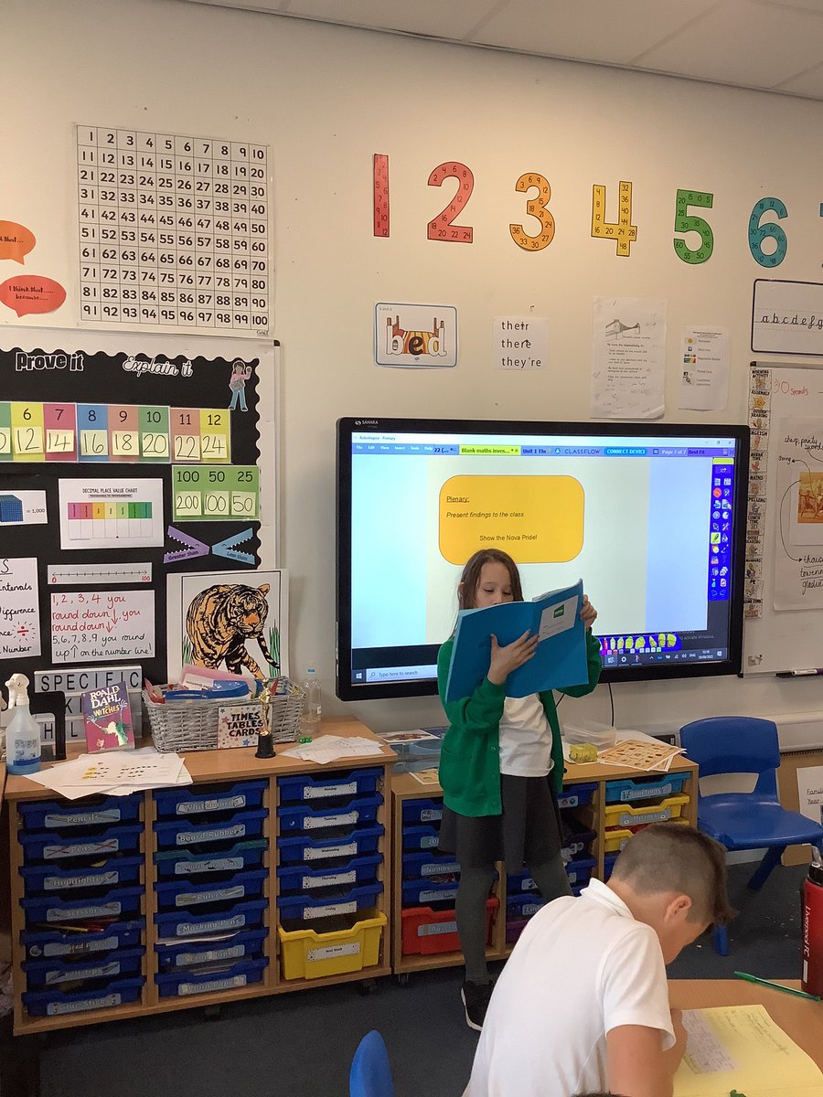 NovaPrimary's tweet photo. Brunel class were ‘being mathematicians’ today during our investigation lesson. They explored the question ‘Will 4 four digit numbers rolled from a dice ever all round to the same multiple of 1000?’ And then showed #NovaPride by presenting their findings! https://t.co/Zxl2h3W8Wm