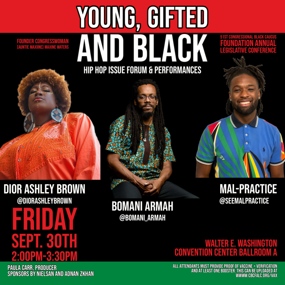 Join us and @RepMaxineWaters TODAY at 2pm ET in Ballroom A for the #ALC51 Young, Gifted, and Black Hip Hop Issue Forum! 🎶 Access the livestream at cbcfinc.org/ALC. See you there! #PurposeAndPower