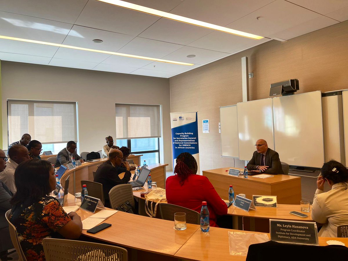 UNESCO_AZ's tweet photo. #Day4 and #Day5 #CapacityBuildingProgram for #AfricaNatCom22

The participants had an opportunity to take the courses by Ms. Sadagat Akbarova from @icomosaz, Assistant to 🇦🇿 First Vice-President of Azerbaijan Amb. Elchin Amirbeyov and Chairman of AIR Center @shafiyev_farid https://t.co/la0IZcuKrf