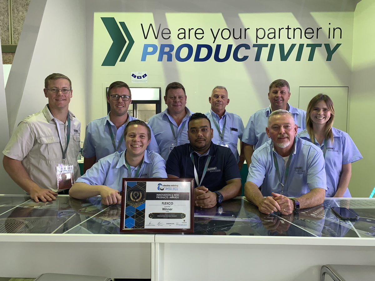 flexco's tweet photo. #TeamFlexco recently received an award in the Innovation and New Products category at Electra Mining Africa for our Flexco Elevate™ IoT product! Find out more here: https://t.co/rcYx2AoCxL https://t.co/6tFQwafHo8