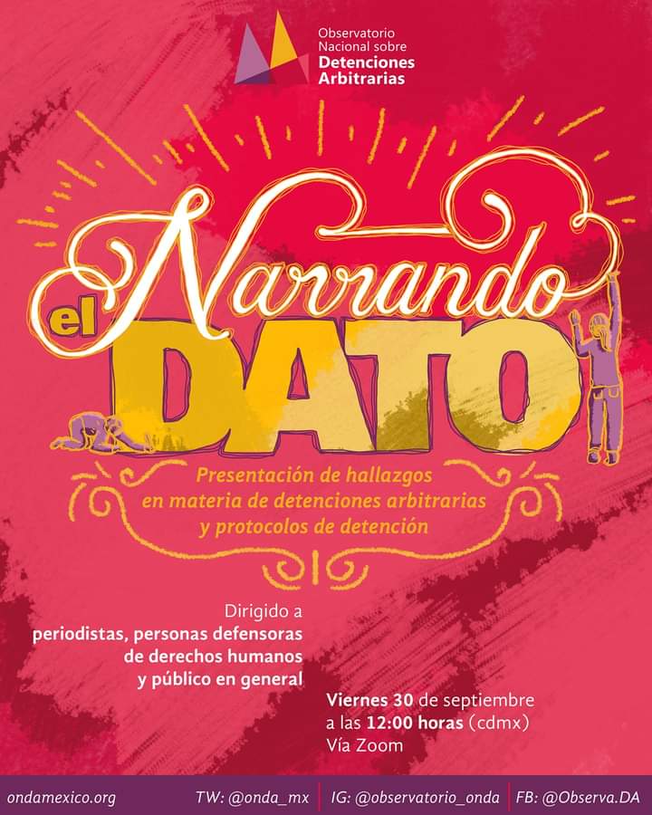 onda_mx's tweet photo. ¡Ya estamos en la transmisión en vivo! - https://t.co/lqi5CVJUWk
#NarrandoElDato Presentación de hallazgos en materia de Detenciones Arbitrarias y protocolos de actuación.
#ONDA #ONDAActúa #SinDetencionesArbitrarias #Sindea https://t.co/5PEGM4hLLa