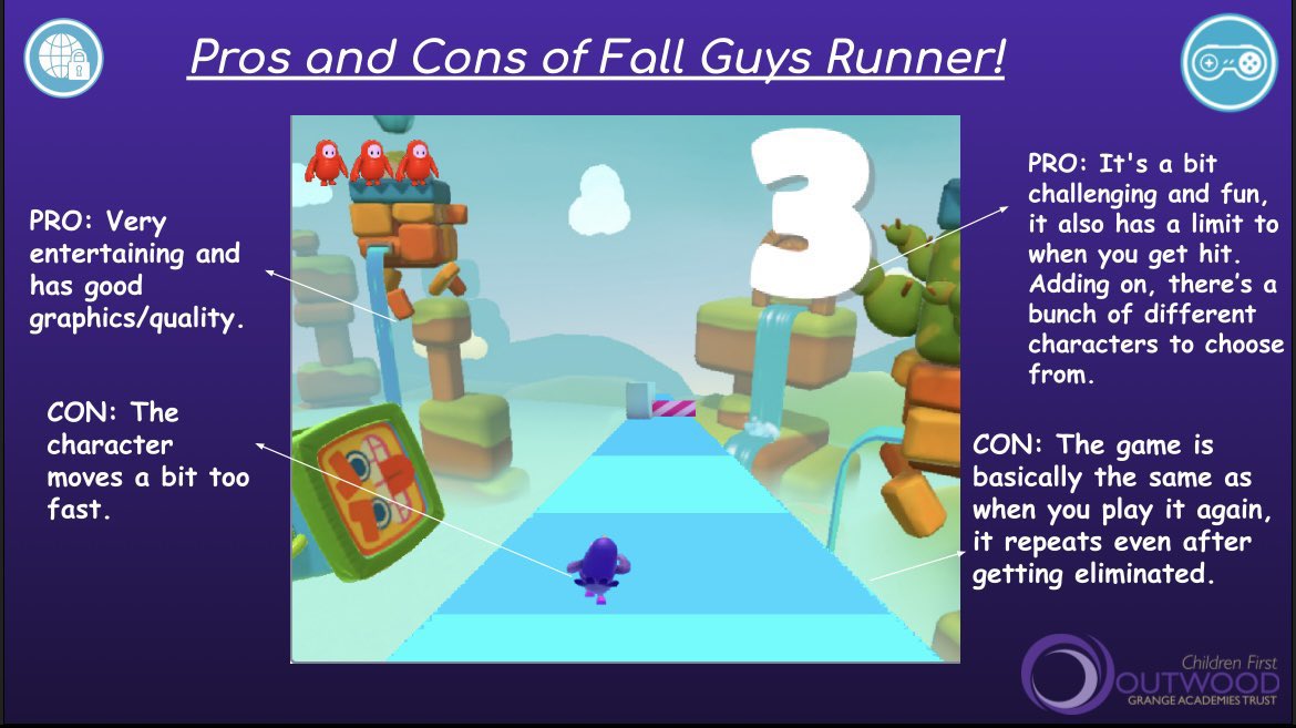 OJAB_Computing's tweet photo. Some more super examples of evaluating the pros and cons of games from @OJAB_5AM ! The children are getting so confident with the features of Google Slides! #ComputingAtBrumby https://t.co/80pewOvvnm