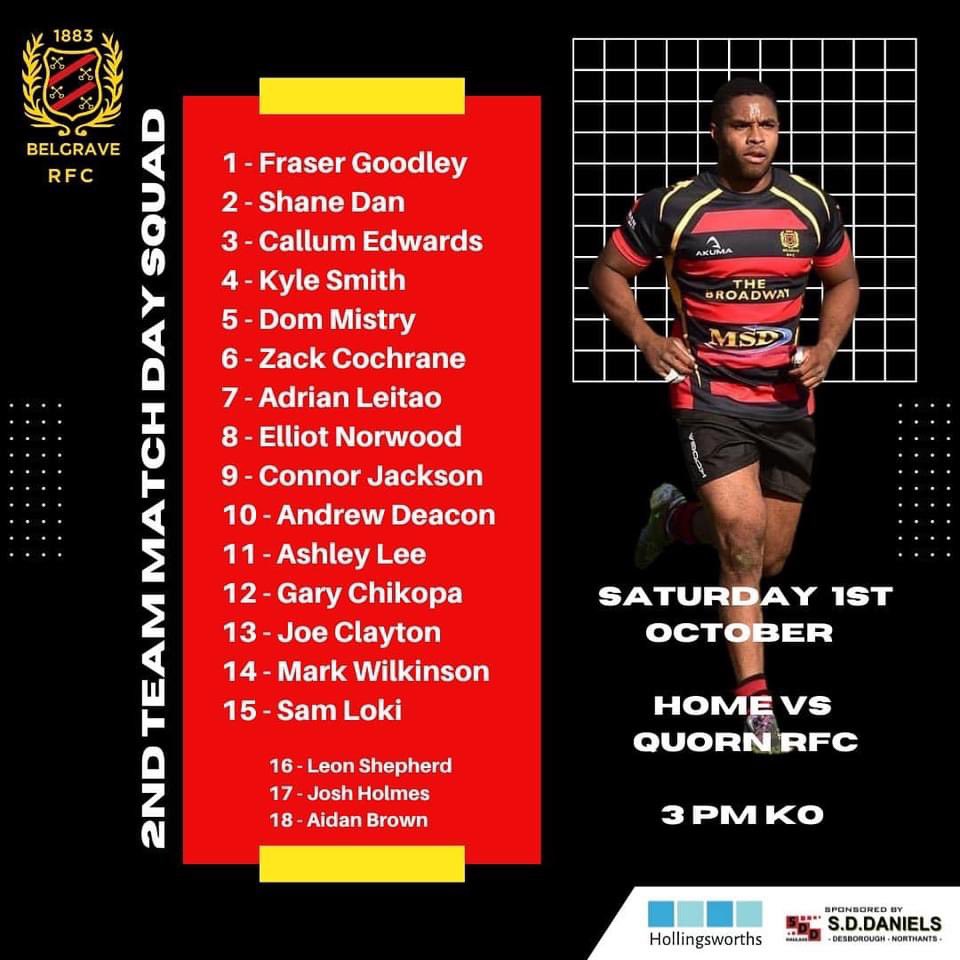 Two homes games tomorrow 1st XV vs <a href="/newarkrufc/">Newark Rugby Club</a> and 2nd XV vs <a href="/QuornRugby/">Quorn Rugby</a>. Please get down and support the lads <a href="/liambarnes2004/">liam</a> @macs_MarkD <a href="/whamsarner/">Samuel Garner</a> <a href="/jackkyle4/">jack kyle</a> <a href="/tomball01/">Tom Ball</a> <a href="/seankyle2892/">Sean Kyle</a>