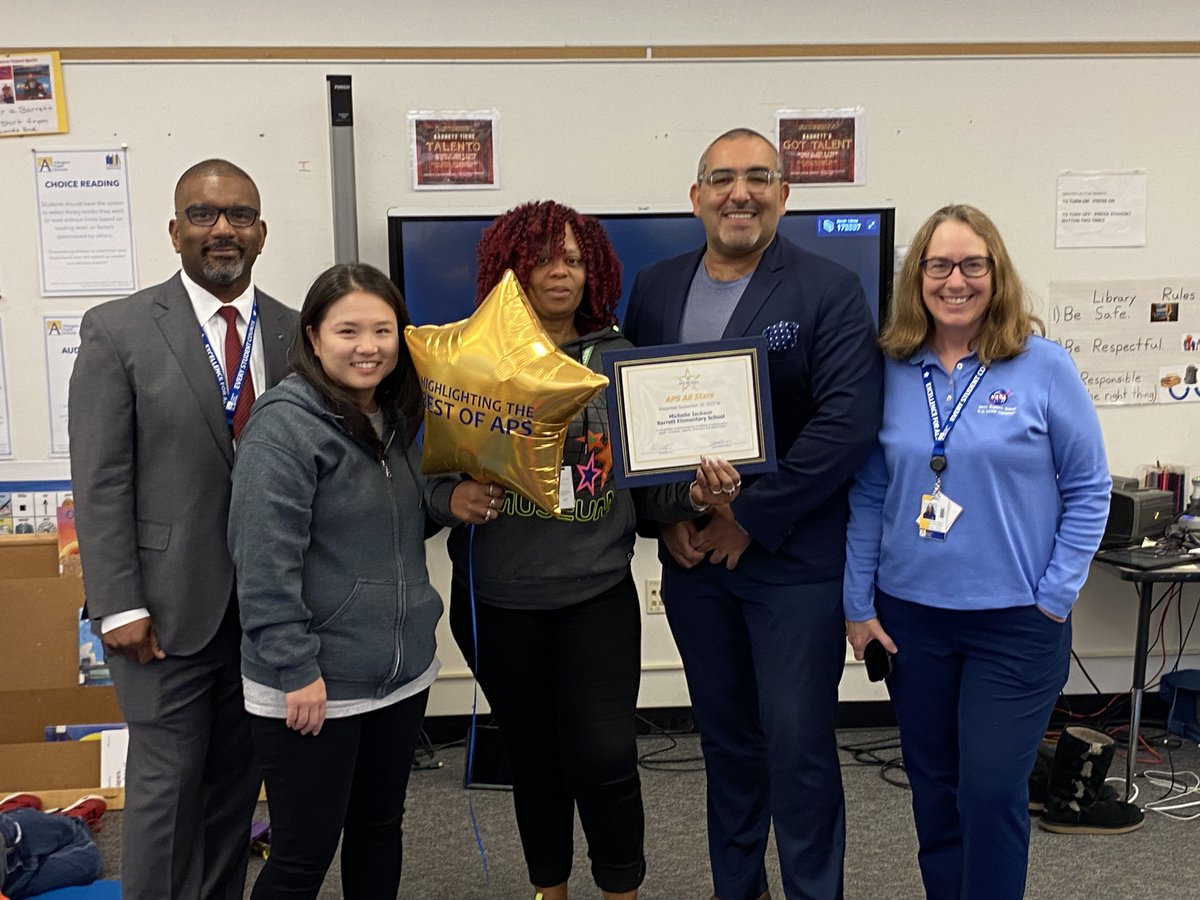 Congratulations to <a target='_blank' href='http://twitter.com/BarrettAPS@ ባሬትAPS</a> Instructional Assistant Michelle Jackson for being an <a target='_blank' href='http://search.twitter.com/search?q=APSAllStar'>APSAllStar?src=hash'>#APSAllStar</a></a> who makes learning fun for students with her high energy & positive attitude. She inspires others with her patience, passion & how deeply she cares about her students! <a target='_blank' href='https://t.co/qMwlEA1WL2'>https://t.co/qMwlEA1WL2</a>