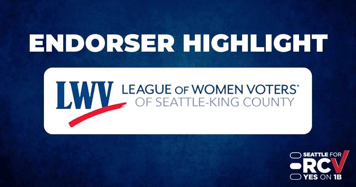 FairVoteWA's tweet photo. 🔴 ENDORSEMENT NEWS!

The League of Women Voters of Seattle-King County (@LWVSeattleKC) says YES to #RankedChoiceVoting for Seattle.

The LWV S-KC is a longtime advocate for greater voter enfranchisement and empowerment. RCV is another step in the right direction! https://t.co/K5k2GtKQtt