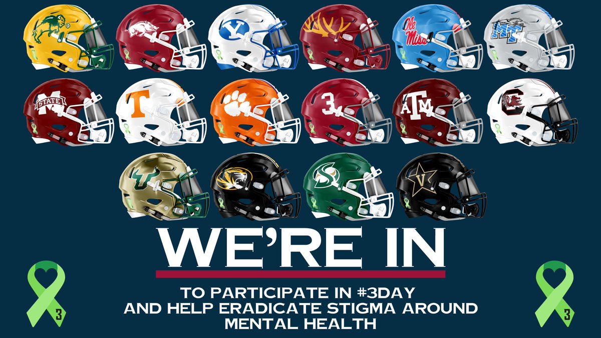 Tomorrow we kick off our 3rd CFB Mental Health Week, alongside 115+ universities. When we started this movement in 2020 we had 16 wonderful schools join us, &amp; we're incredibly honored to see this mission grow, and how mental health has been made a priority on so many campuses.