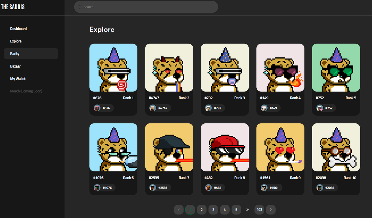 TheSaudisNFT's tweet photo. New Dashboard Update 🇸🇦
You can now search up the rarity for your Baby Cheetahs 🐈🛢️
https://t.co/DoVQg2lMFh
#MAXBIDDING #MJAW https://t.co/kWegO8NNWQ