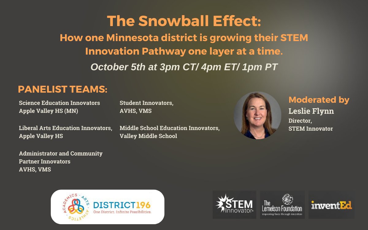 Don't Miss Out! - Dive into #InventionEducation at the next <a href="/InventEdNetwork/">InventEd</a> webinar on Oct. 5th to learn how a diverse Minnesota #publicschool district developed a #STEM Innovation Pathway. Register today: bit.ly/3RFpaCf