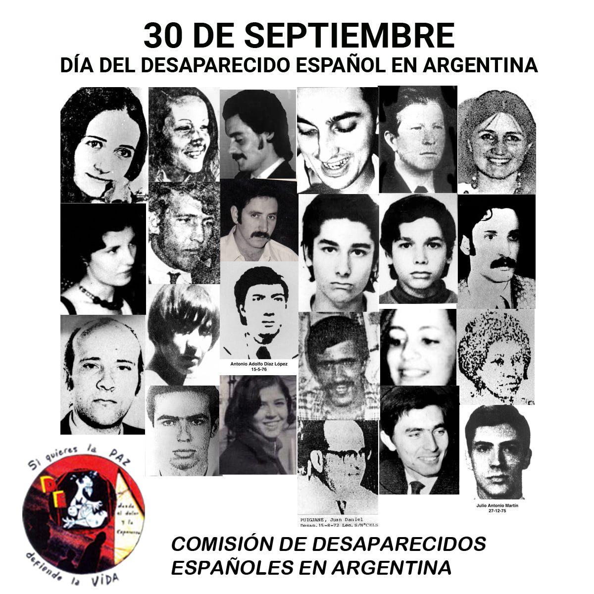 📌Día de las y los españoles desaparecidos en Argentina.
Este 30 de Septiembre los tenemos como siempre en nuestro corazón, y nos unimos a su camino de Memoria Verdad y Justicia.
#Son30000 #Memoria #Verdad #Justicia #30Sept #EspañolesDesaparecidosEnArgentina