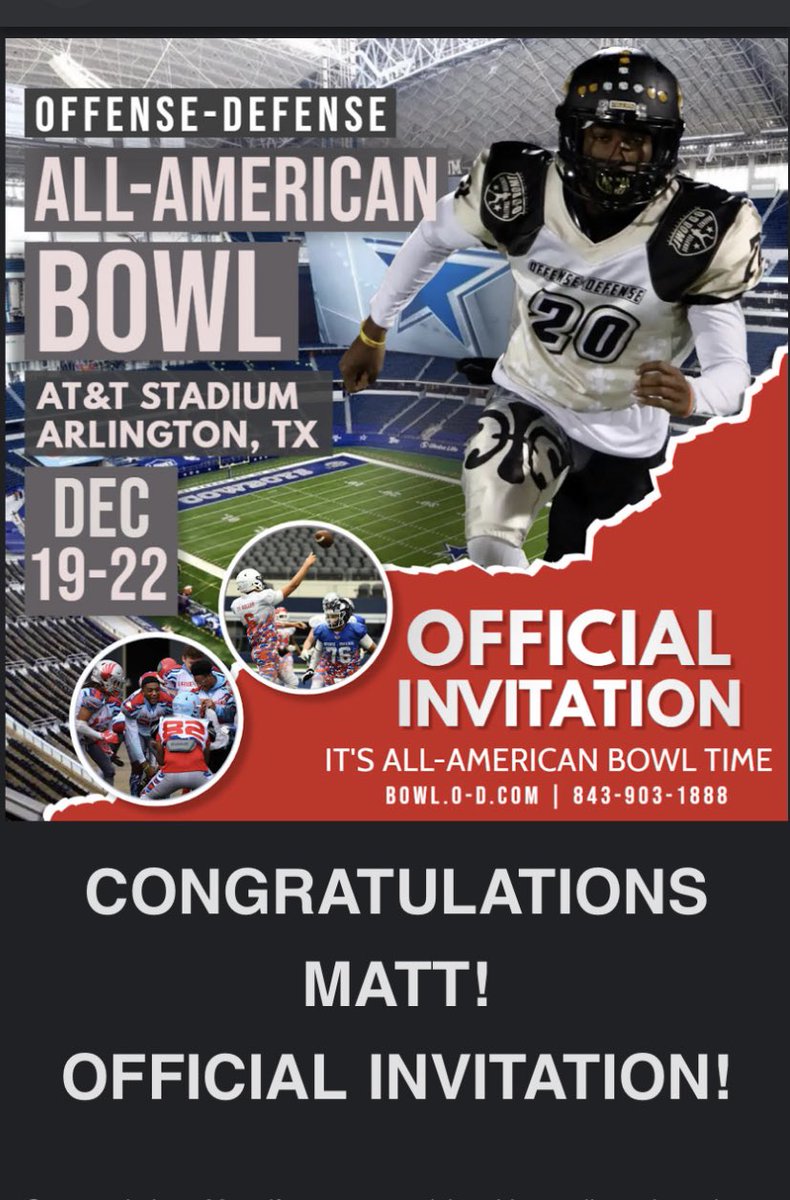 matthew86324173's tweet photo. So thankful to be invited to an all American bowl in Texas! @WillowCanyonFB https://t.co/XB8hGbViWP