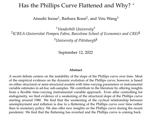 ClevFedResearch's tweet photo. “Has the Phillips Curve Flattened and Why?” Join the #InflationConference now to hear Yiru Wang from @PittTweet discuss: https://t.co/uD28le9RHc https://t.co/4FqYiiHzpP