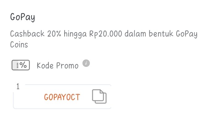 re_aruni's tweet photo. Kode cashback atau diskon Tokopedia bulan oktober 2022 ✨

- GOPAYOCT, cashback 20% dgn maksimal casback 20.000, minimal belanja 50.000.
Hanya bisa dipakai 1x saja selama bulan oktober. https://t.co/p4XA9g9WTp
