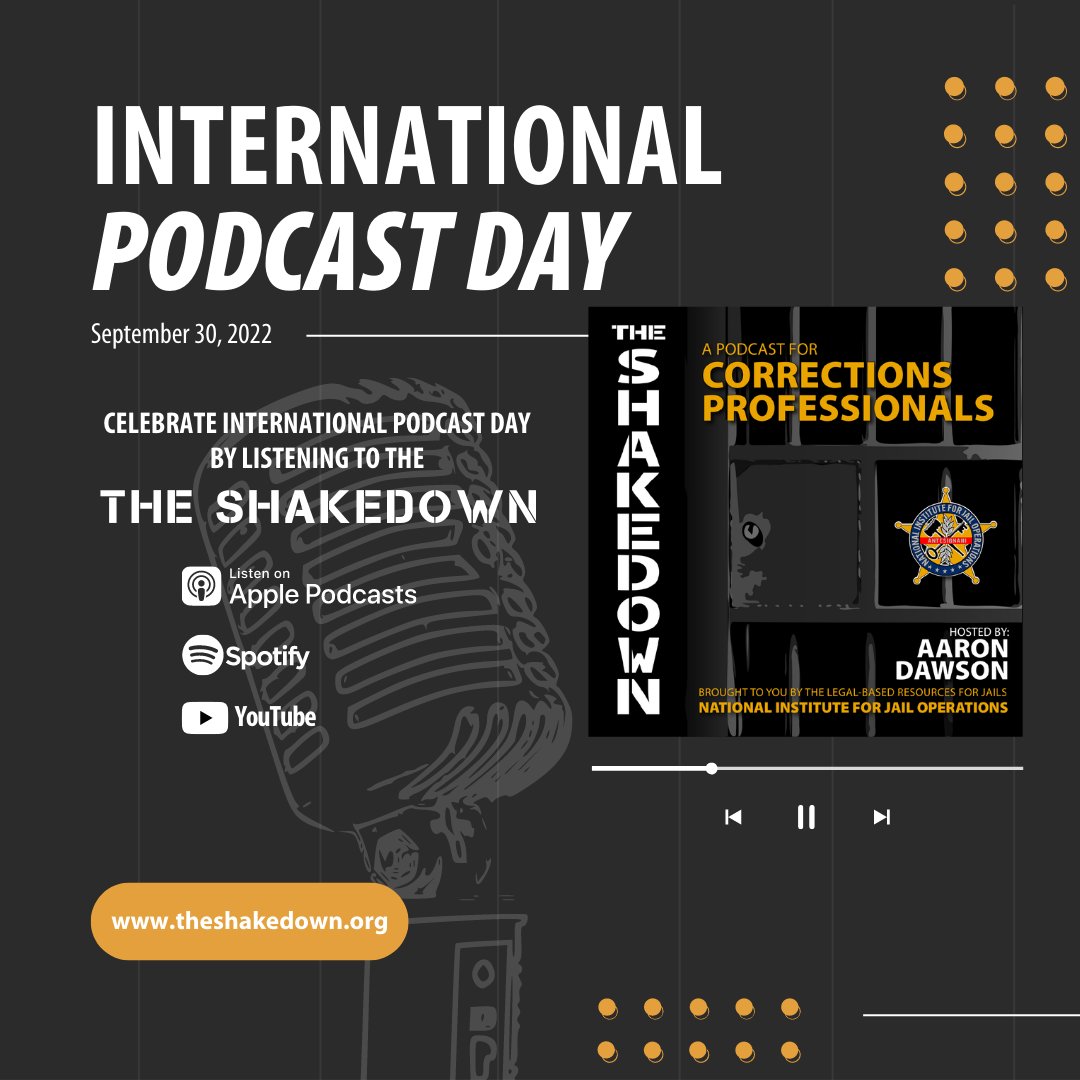JailTrainingOps's tweet photo. It's #InternationalPodcastDay! Celebrate by catching up on The Shakedown.  We currently have 20 episodes out now, with more exciting episodes to come.  Listen to or watch all episodes of #TheShakedown at https://t.co/QdHkkOXF5T.

#nijo #corrections #jailtraining https://t.co/9FH9eVl0da