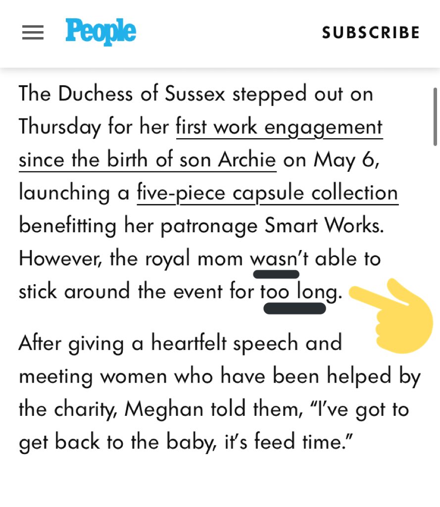 BaronessBruck's tweet photo. There’s a SERIOUS discrepancy here in what it’s claimed by this random podcaster who “worked the door” at the SmartWorks event, &amp; what was ORIGINALLY reported by People Magazine, in agreement with actual footage from the event (where MM left early because of “feed time”) 🤷🏻‍♀️🔍🙄 https://t.co/7fWXnUdEDP