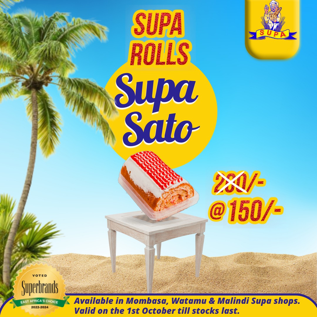 SupaLoafOffcl's tweet photo. There's that ka nice feeling when you wake up and it's Saturday. It gets better if you indulge in some fulfilling treat. Pitia our Mombasa, Watamu, and Malindi #SupaShops and take advantage of the #SupaSato Offer, Supa rolls at Ksh 150.
#SupaLoaf
#Mombasa #Watamu #Malindi https://t.co/AJRTZSxAxa