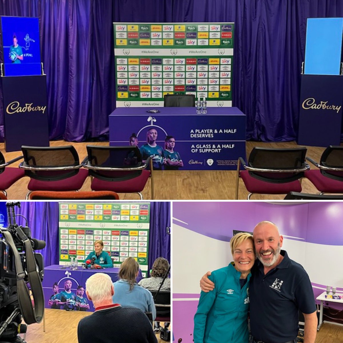Our set up today for the press conference with Vera Pauw, Republic of Ireland Manager, as she named the Women’s squad for the upcoming Oct 11 World Cup Qualifying Game. ⚽️ 🇮🇪 

Read more: bit.ly/3UT1Qn6

#eventprofs #louthchat #PR #pressconference #football